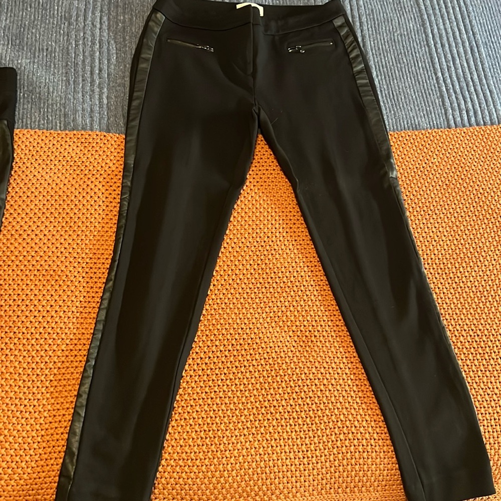 Black ponte and leatherette skinny pant
